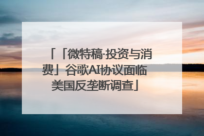 「微特稿·投资与消费」谷歌AI协议面临美国反垄断调查